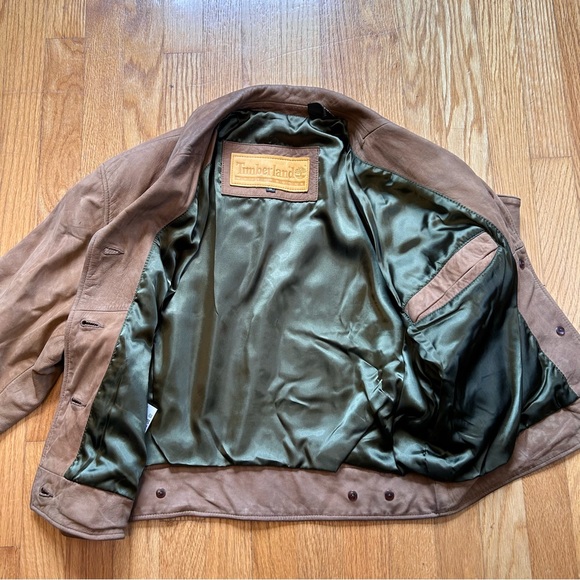 Timberland Women’s Cowhide Leather Jacket Size Medium - Picture 6 of 8